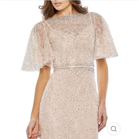 Mac Duggal Butterfly Sleeve Trumpet Evening Gown Dress Pink Sz 4 $598 prom bride - Picture 4 of 11